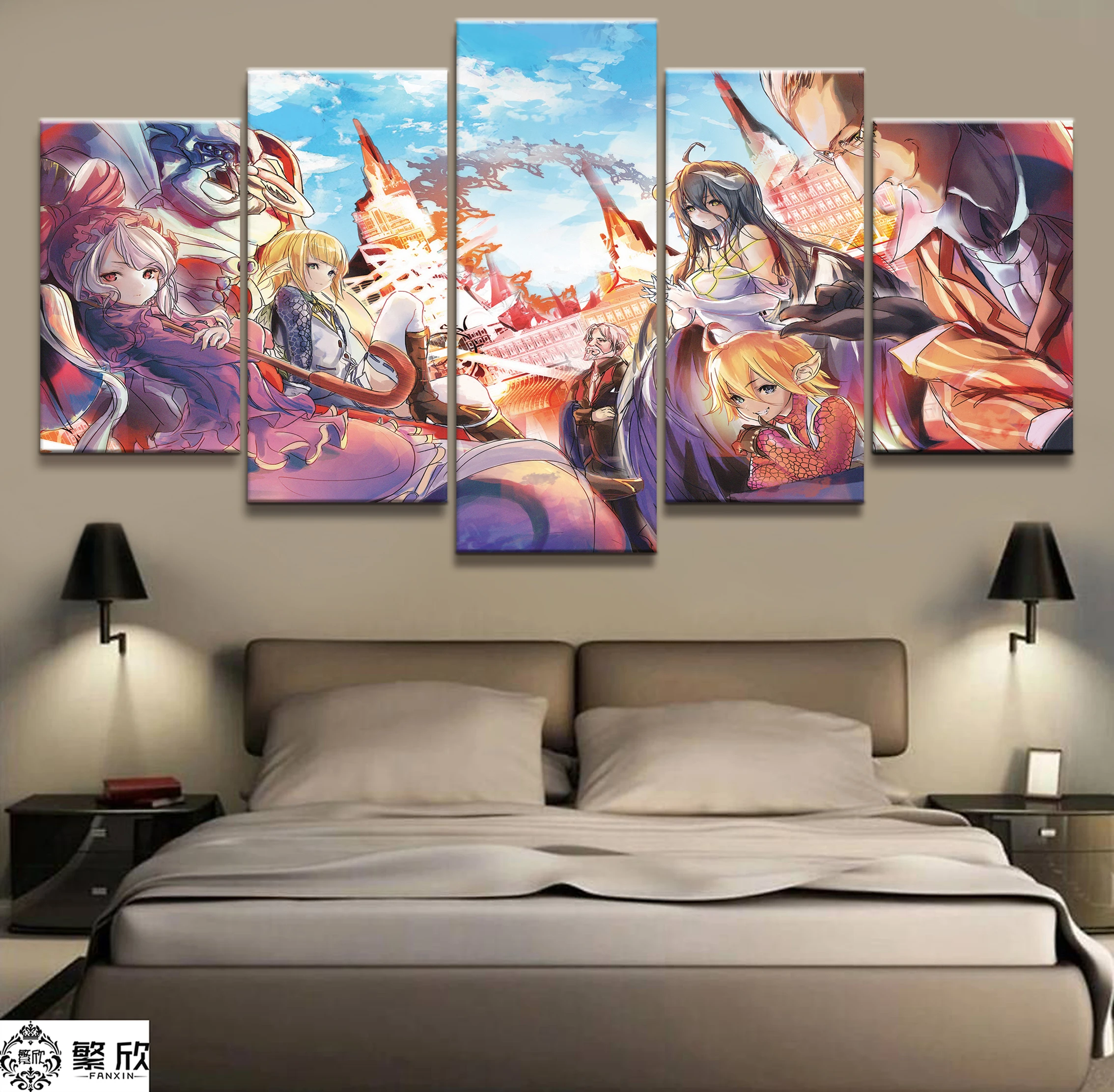 

Home Decor Modular Canvas Picture 5 Piece Overlord Ainz Ooal Gown Animation Poster Wall For Home Canvas Painting Wholesale