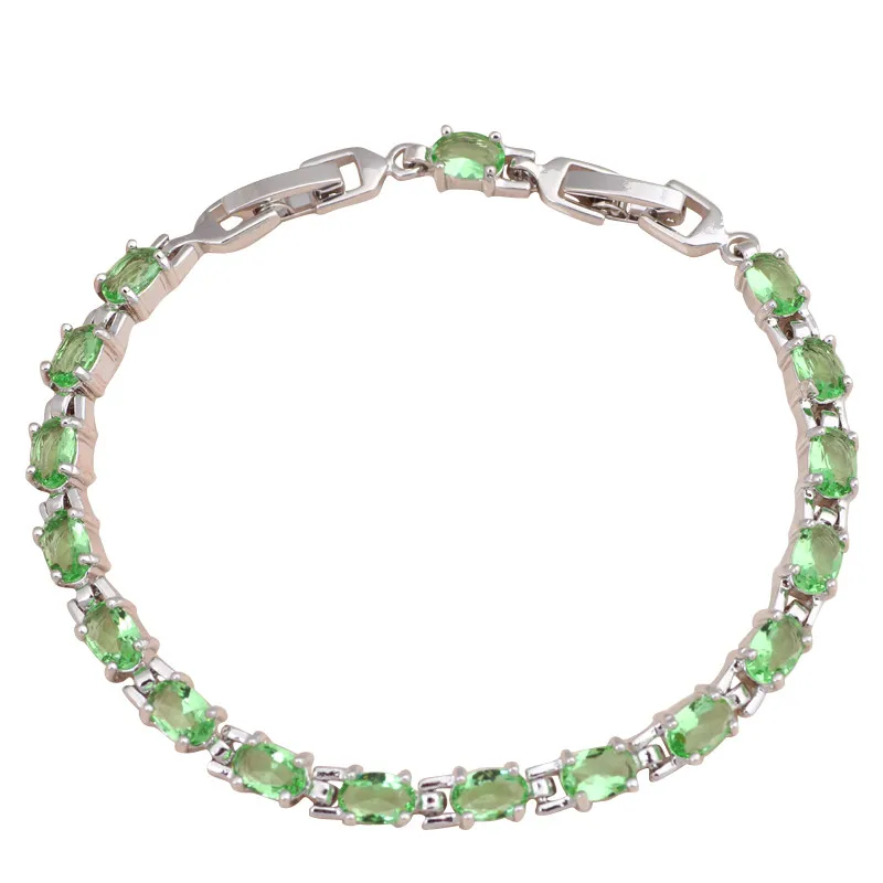 

ROLILASON Popular design beautiful bracelets brand Silver plated AAA Zirconia Green Crystal Health Fashion jewelry TBS751