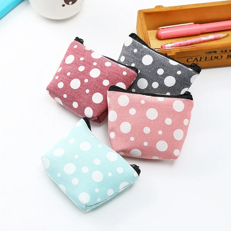 

Small Holder Coin Girl Purses Bag Card Canvas Dot Coin Key Wallet Change Child Mini Pouch Purse Women Zipper