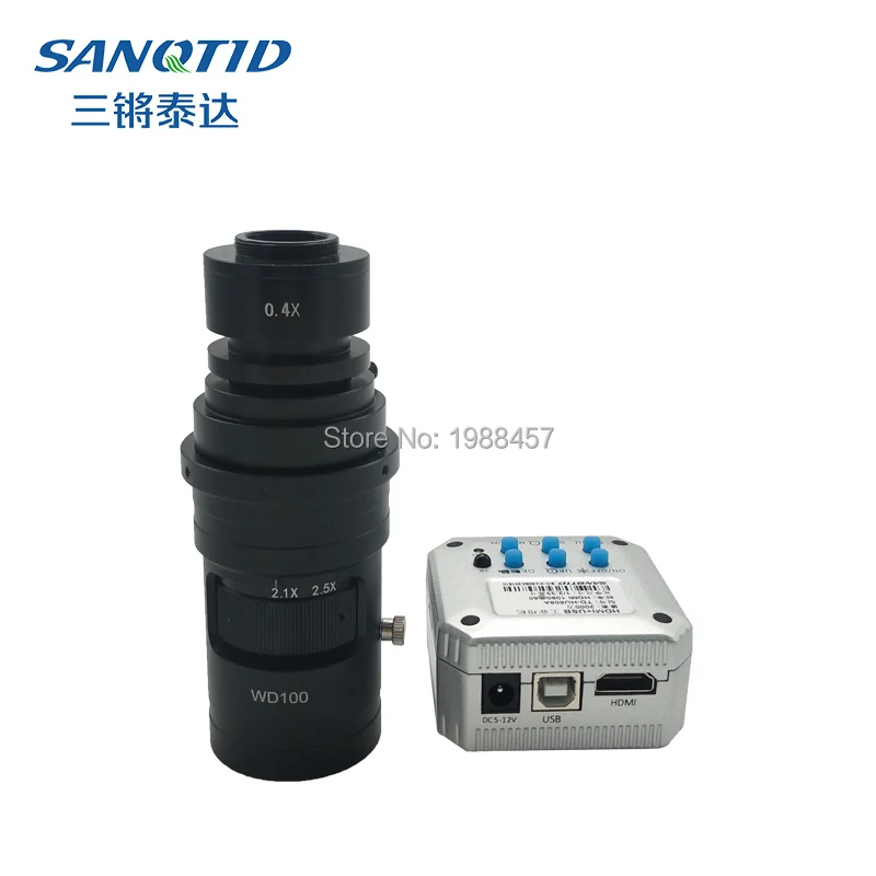 20MP 1080 p 60FPS Industriële Microscoop Camera HDMI USB Uitgang TF Card Opslag Video 5X Digitale Zoom + 0.4X Continue zoom Lens