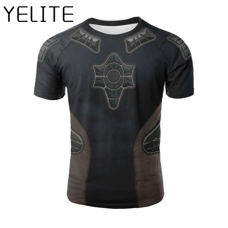 

YELITE Warrior Armor T Shirt Body Armour Tshirt Fake Uniform T-shirt Summer Casual Tees Short Sleeve Tops Cool Mens Clothes