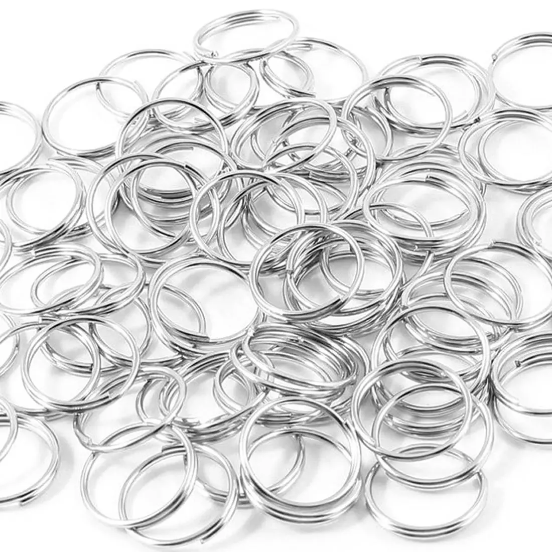 

ELEG-10mm Dia Silver Tone Metal Split Loop Key Rings Holders Replacement 80 Pcs