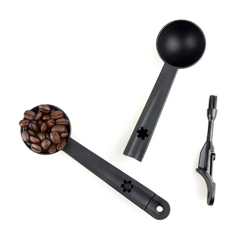 2 IN 1 10g Measuring Tamping Coffee Scoop Tamper Black Espresso Stand Plastic Coffee Spoon