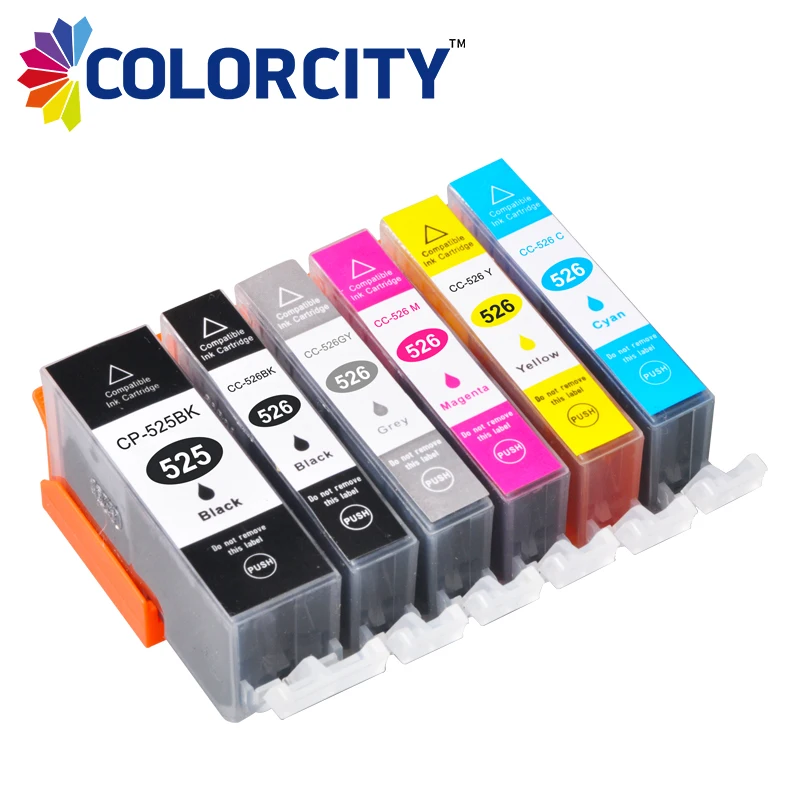 6 шт. PGI 525 CLI 526 совместимый картридж Замена для canon pgi cli PIXMA MG6150 MG6250 MG8150 MG8250
