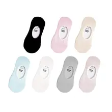 1 пара, однотонные женские невидимые носки, Нескользящие хлопковые спортивные носки с низким вырезом, повседневные нескользящие носки для девочек