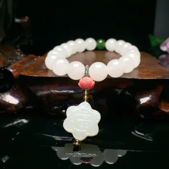 

2020 Erkek Bileklik & Bangles Yu Xuan, Authentic Hetian Bracelet Hand 10 Mm Beads Collocation Hotan Haku Mokuren Everyone Stof