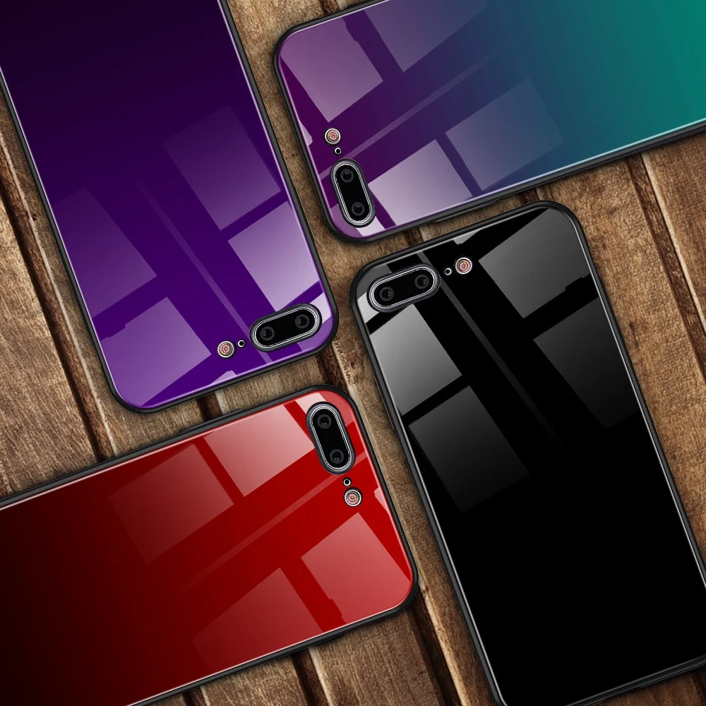 Gradient Tempered Glass Case For iPhone X 7 6 Xs Max Xr Luxury Silicone Phone Case For iPhone 7 8 Plus Case For iPhone X 7 Coque