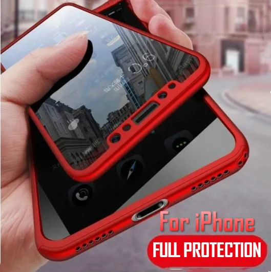 

360 Degree Full Cover Protective Phone Case For iPhone X XS 5 5s SE 6 6s Plus 7 8 Plus Case For iPhone XR XS MAX Front Back Case
