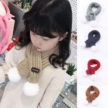 Зимний шарф, Детские однотонные вязаные шарфы, зимний теплый шарф для мальчиков и девочек