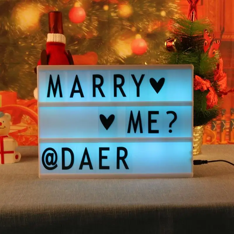 

A4 7 Colours Changing Cinematic Light up Box 120 Letters ED Message Cinema Sign Box with Wireless Remote Control