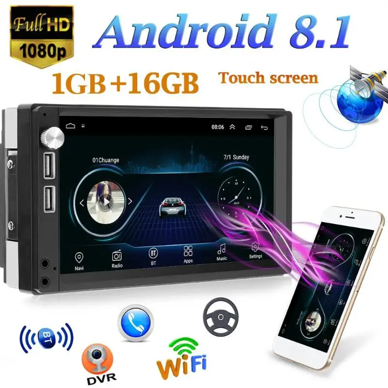  7 Inch Touchscreen Android 8.1 Auto Stereo MP5 Player GPS Navi FM Radio WiFi BT4.0 U Disk Kopf Einh