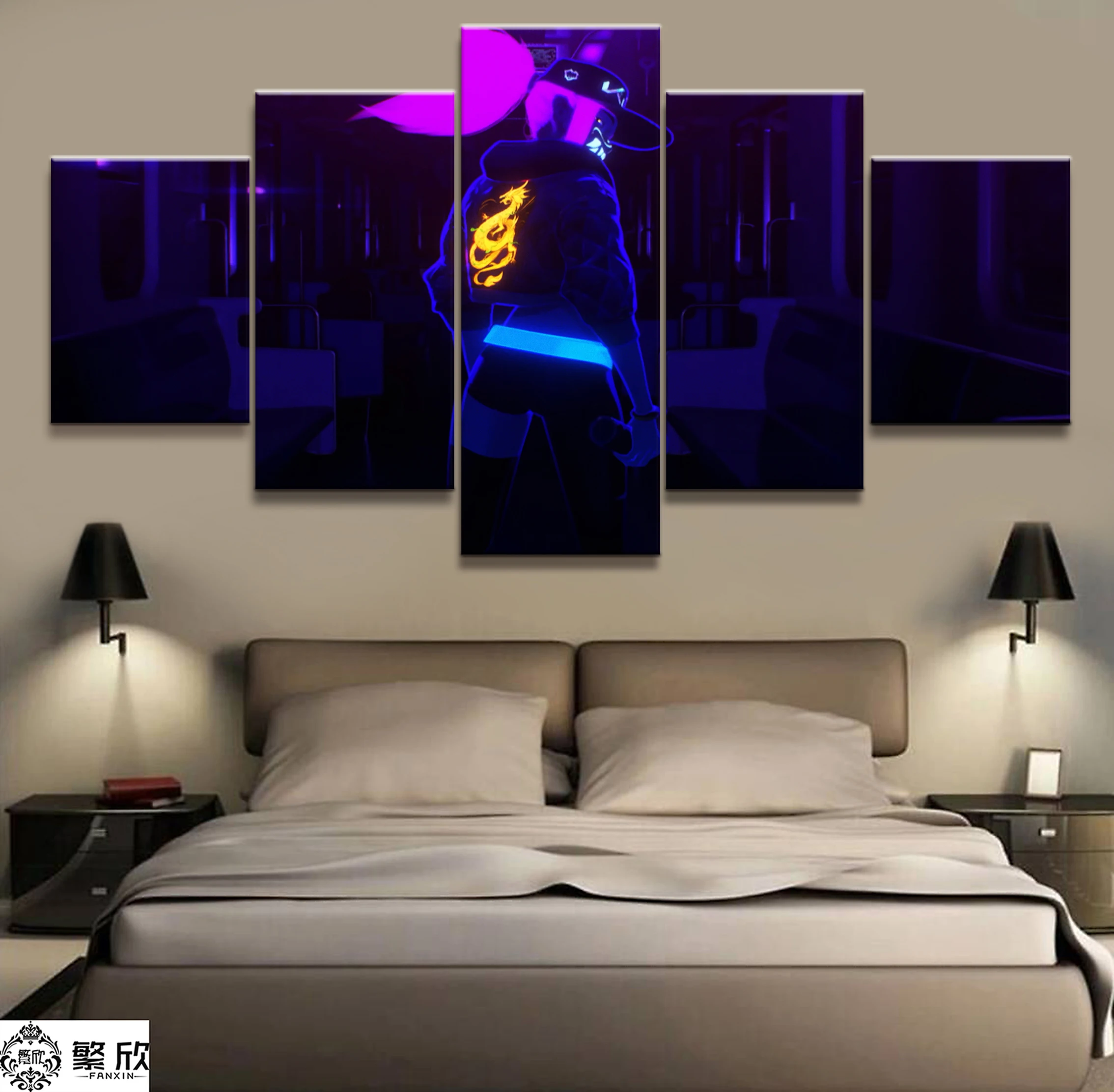 

5 Panel Akali K/DA LOL League of Legends Game Canvas Printed Painting For Living Room Wall Art Decor HD Picture Artworks Poster