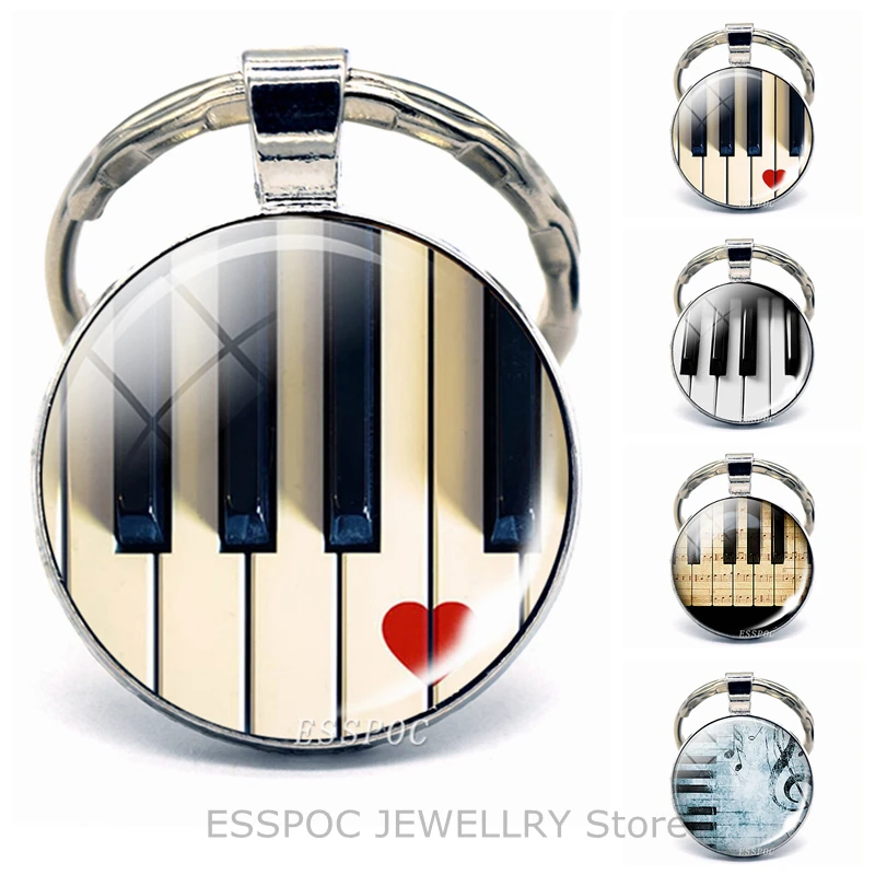 

Piano Keychain Pendant Music Jewelry Key Rings Musical Instruments Accessories Pianoforte Key Holder Men Keychains for Women