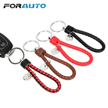 

FORAUTO Car Keyring Hand-woven Leather Rope Keychain Key Rings Key Holder Auto Accessories Creative Key Chain Gift