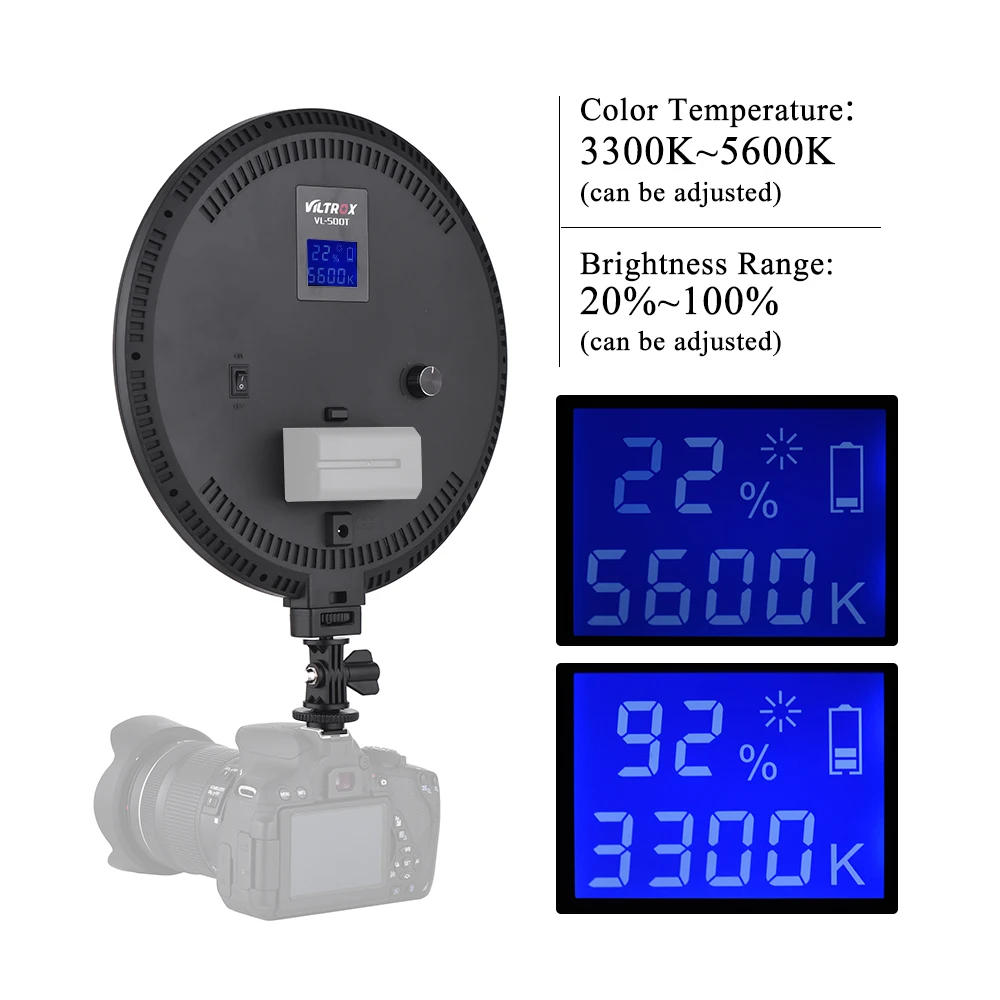 Viltrox VL 500T 25W 3300K 5600K 9 дюймов Профессиональный ультратонкий двухцветный