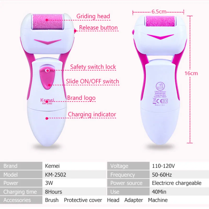 Kemei инструмент для ухода за ногами электрическое средство для отшелушивания кожи Педикюр мозолей для удаления кожи пилинг для личного ухода массажер для ног N30C