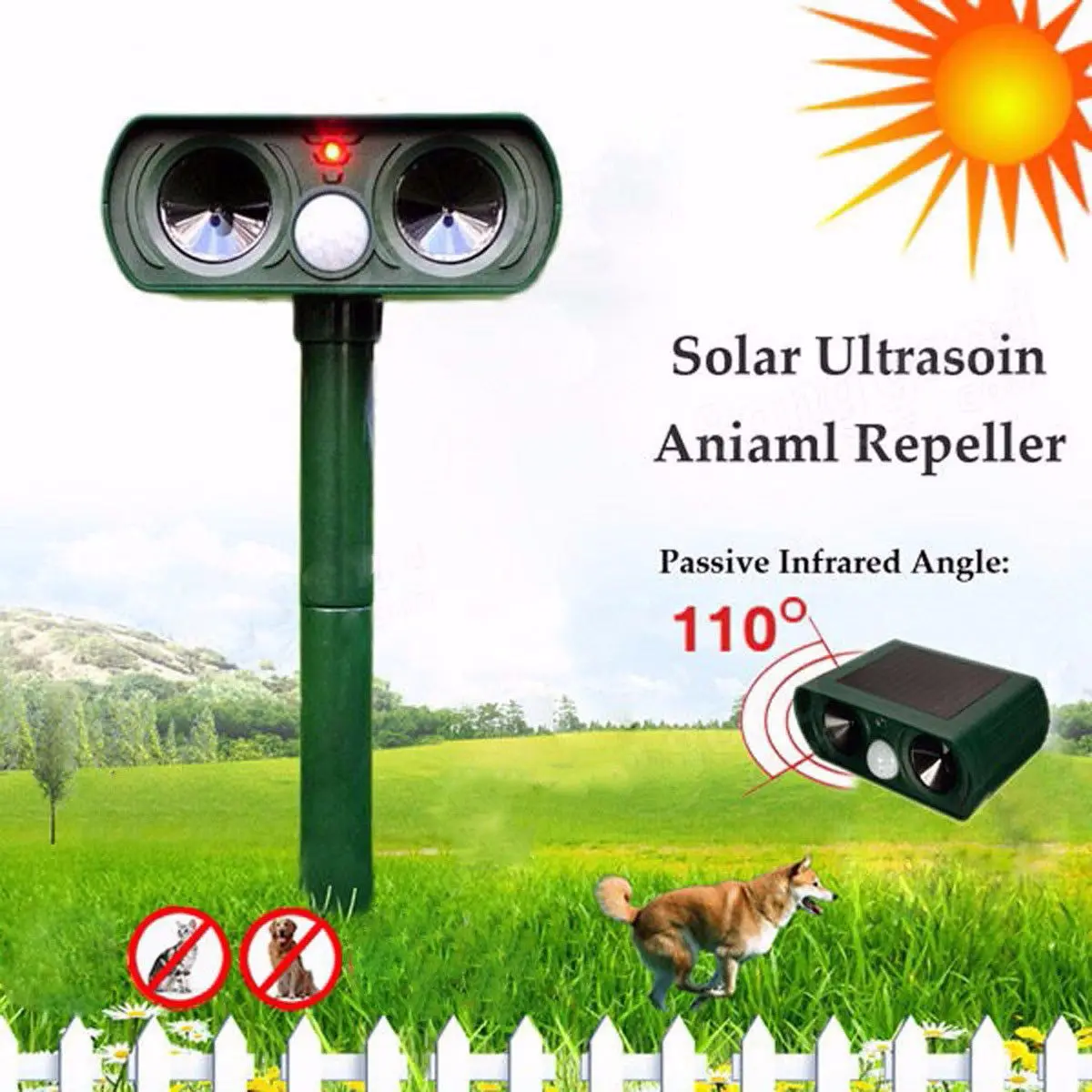 

NEW Outdoor Garden Pest Control Reject Repeller Animals Repellent Pest Solar Power Ultras Sonics Scare 18-40Khz Cat Dog Scarer