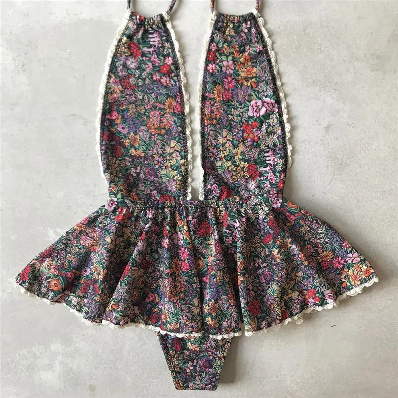 

2019 New Hot Floral Print Bikini Swimwear Women Sexy Deep V Backless Swimsuit Push Up Maillot De Bain Feme Bathing Suit Biquini