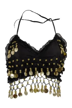 

sexy lace pleated chiffon coin Belly Dance Bra Top Costume