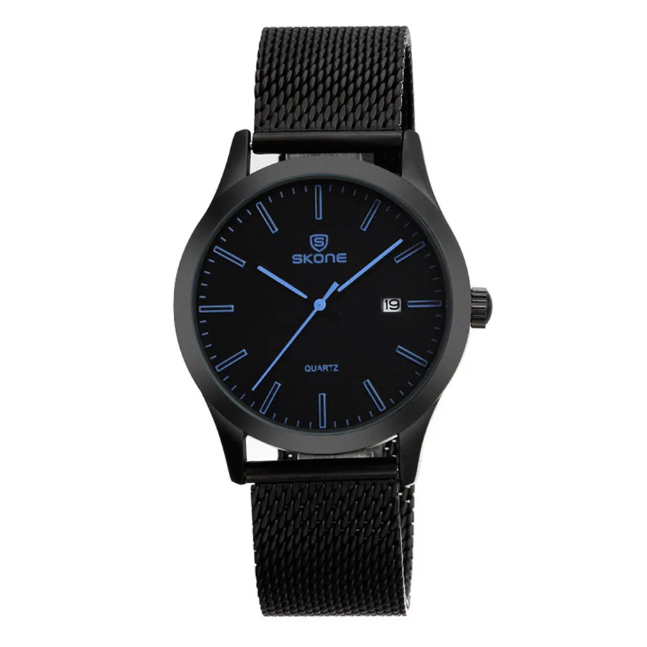 

Mesh Steel Watch Mens Quartz Wristwatch reloj masculino Minimalist Blue/Green/Red Pointer Display Watch for Men Fashion Clock