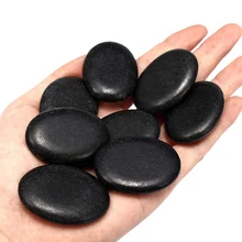 8 шт. массажный камень горячий базальт набор холодная Лава Натуротерапия рок спа Природная Энергия каменный массажер Релаксация черный