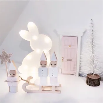 

INS Nordic IRON Small Night Light Cartoon Rabbit Table Lamp Battery Power LED Light Children Room Decoration Novel New Year Gift