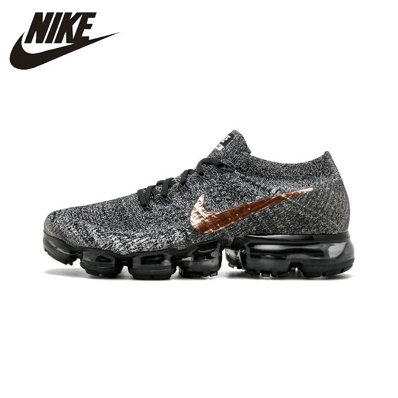 Nike AIR VAPORMAX FLYKNIT Breathable Men's Original Running Shoes Dark Grey Non-slip Outdoor Sports Sneakers #849558-010