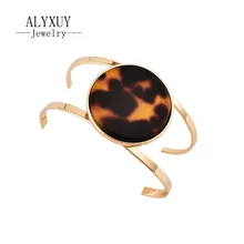 Новые модные аксессуары Горячая Золото сплав огромный круглый леопардовый узор манжеты браслет для женщин B0043