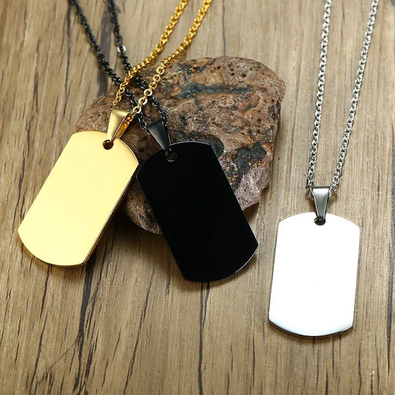 Трендовая мужская подвеска из нержавеющей стали Dogtag черного, золотого, серебряного цвета в стиле панк, базовая бижутерия для друзей, унисекс