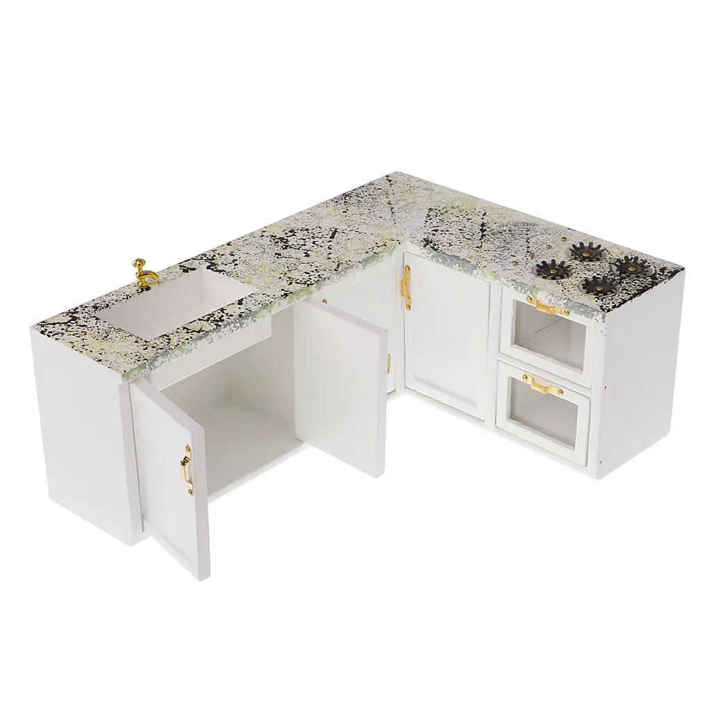  1:12 Scale Dollhouse Furniture Wooden Kitchen Cabinet Fridge Model Miniature Doll House Accessories - 32973731802