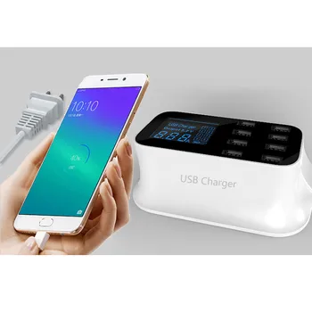 

5V 2.4A With LCD Digital Display 8 Port USB Charger Fast Quick Charge Smart Charging Station Adapter For Smart Phone Tablet PC