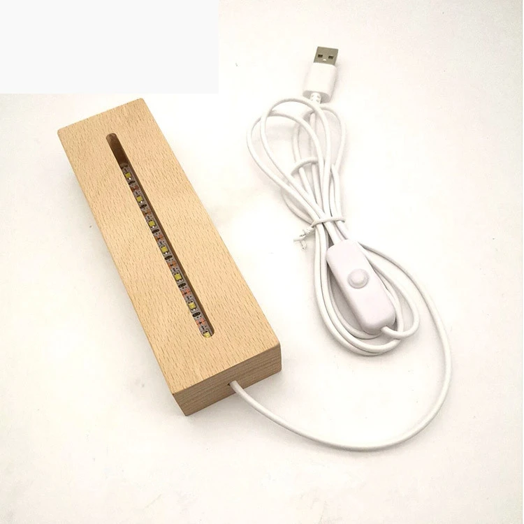 Деревянная светодиодная лампа USB кабель современный Ночной светильник акриловая