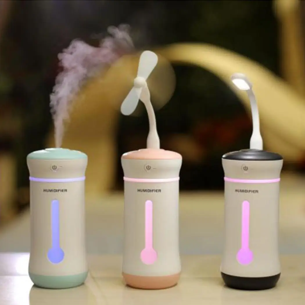 

Mini Air Humidifier Aroma Diffuser USB Charging Led light Mini Fan Portable Humidifiers Ultrasonic Aromatherapy Diffusers