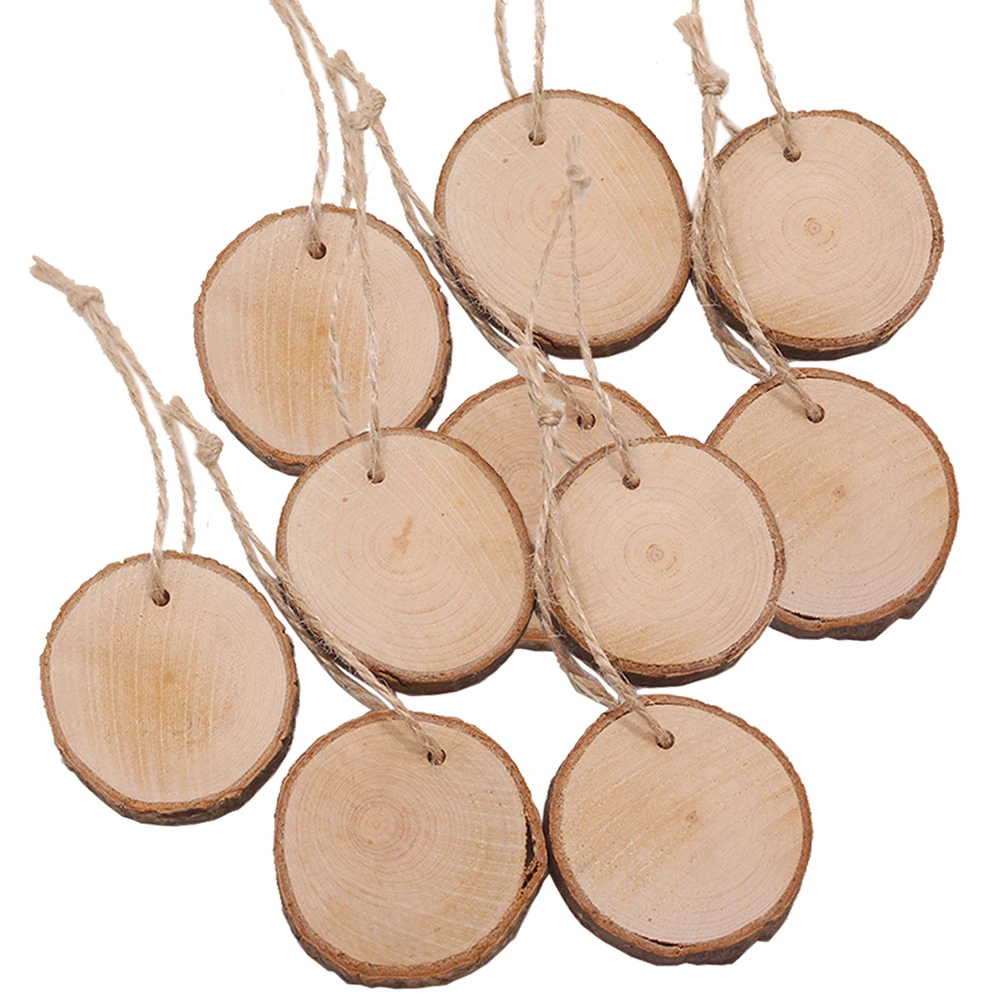 

10PCS Beautiful Pratical Durable Useful Nontoxic DIY Pendant Round Log Discs Wood Slices Round Family Supplies DIY Crafts