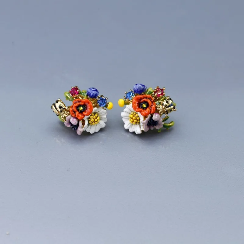 

Corn Poppy Series Ear Nail Poppy Daisy Color Stone Bird Ear Nail Woman