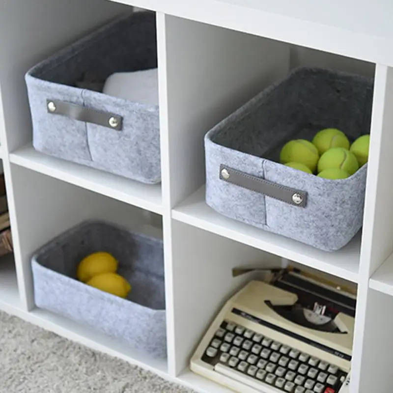 Felt Storage Basket Living Room Coffee Table Storage Box Cloth Felt Storage Hamper Household Storage Basket For Living Room Bath