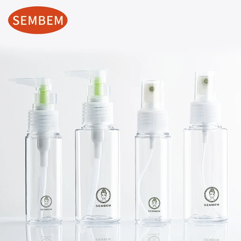 

SEMBEM Spray Bottle Empty Cosmetic Containers PET Travel Refillable Bottle Shampoo PUMP Bottles Plastic Essential Oil Container