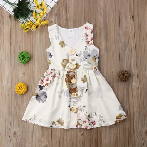 

2019 Flower Kids Girl Dress Princess Floral Party Pageant Dresses Summer Dresses New