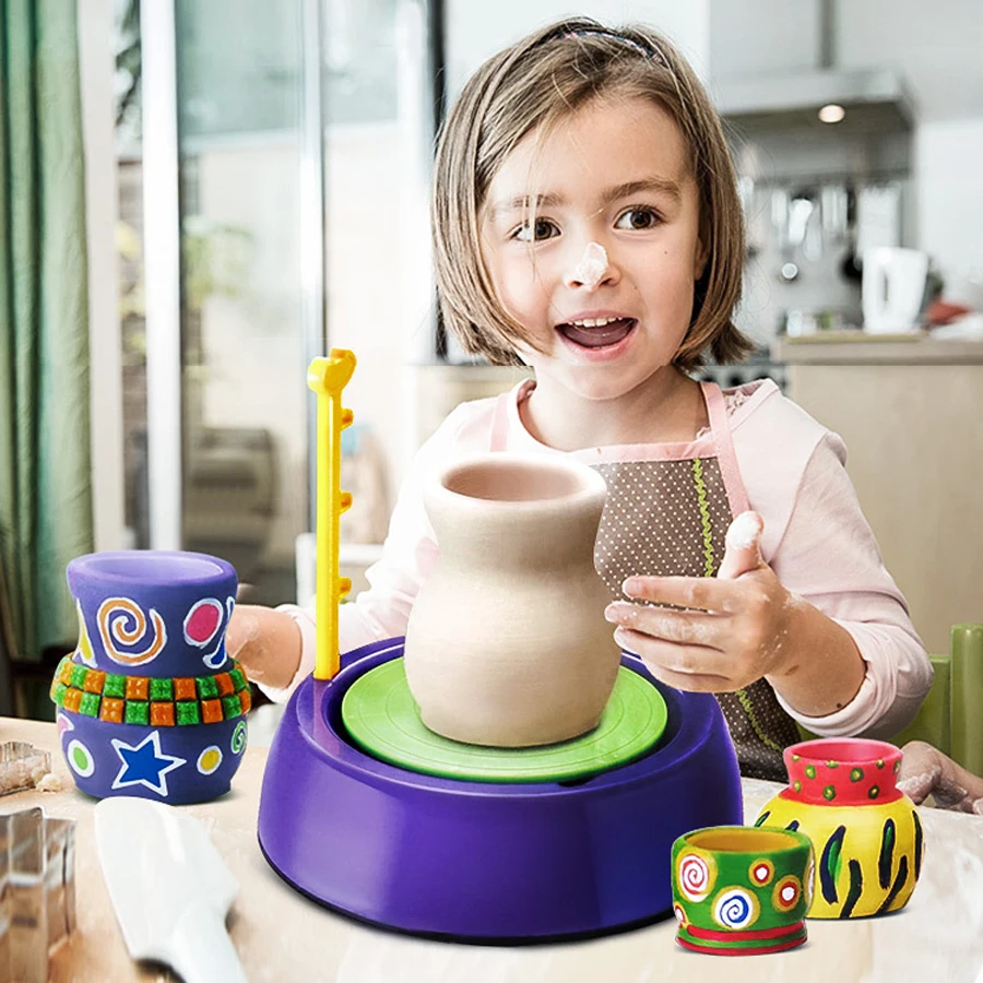 

Mini Diy Handmake Ceramic Pottery Machine Kids Craft Toys For Boys Girls Pottery Wheels Arts And Crafts Child Toy Best Gift