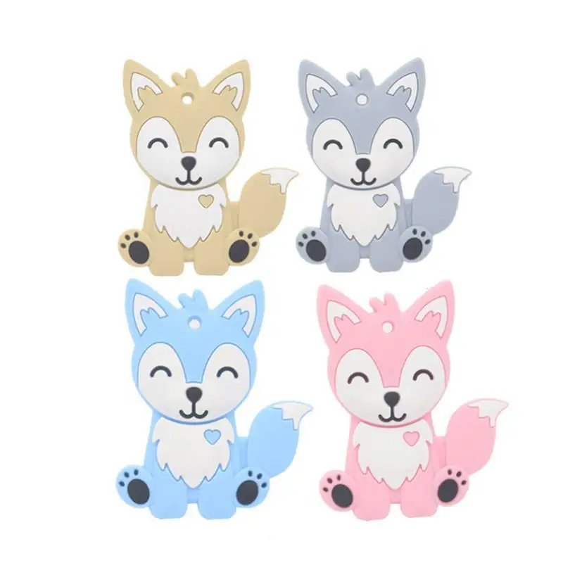 

New Cartoon Fox Shape Baby Teethers Molar Rod Teether Silicone Molars Teether Teething Toy Nursing Tool