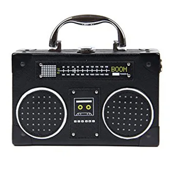 

NEW-Radio Box Women Single Shoulder Bag Vintige Female Pu Leather Messenger Bag Personality Lady Black Bag