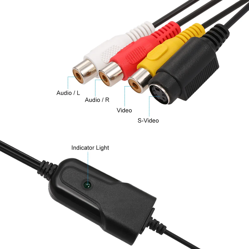 Портативный USB 2,0 Видео Аудио Захват видео конвертер рекордер аналоговый видео аудио в цифровой формат для компьютера Plug and Play