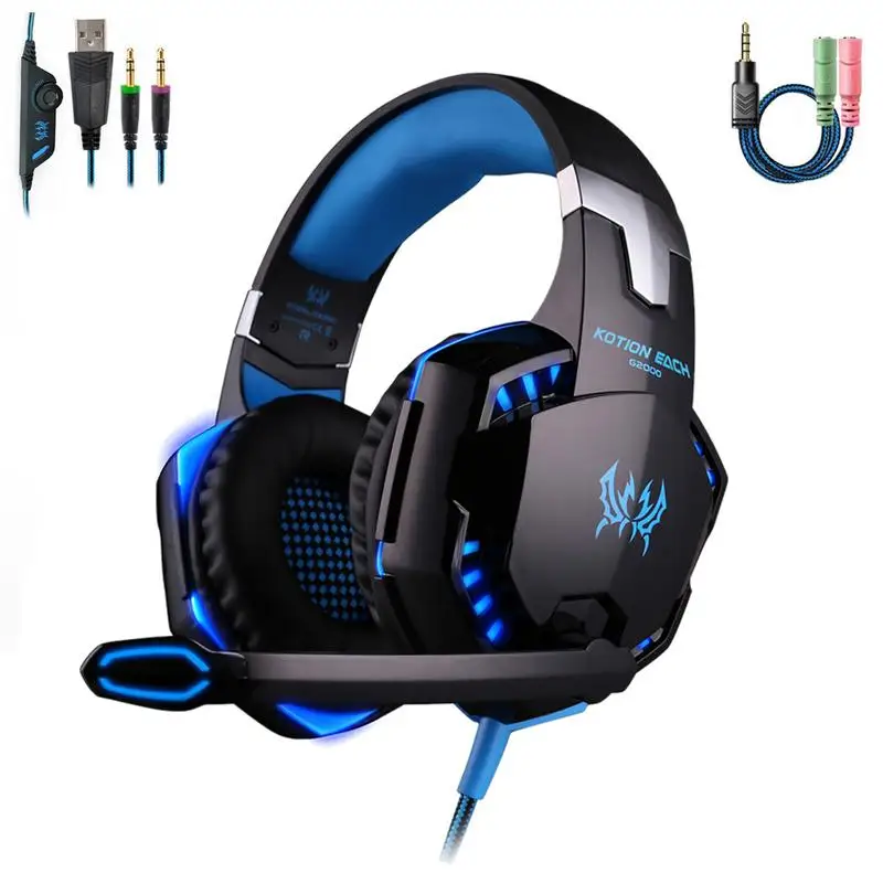 

Gaming Headphone KOTION EACH G2000 Stereo Game Headsets Cesque With Microphone LED Light For PC Computer Gamer Tablet