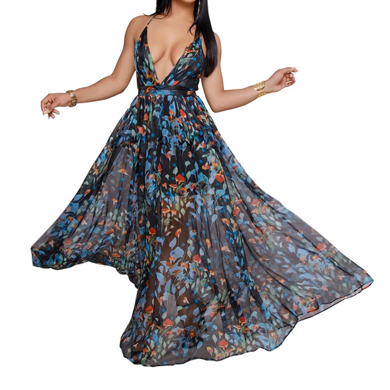Женские летние сексуальные макси платья в стиле бохо вечерние праздничное