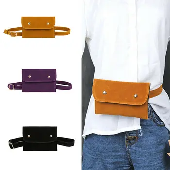 

Simple Envelope Fanny Pack Women PU Leather Waist Bag Button Solid Belt Bag Cute Chest Bag
