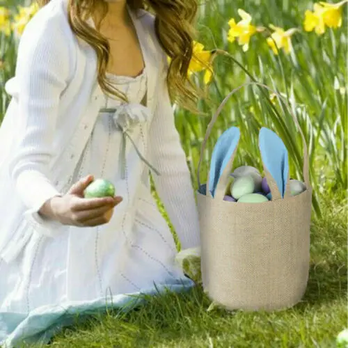 

Cartoon Easter Rabbit egg hunt bags Bunny Gift Treat Bag Basket Party for Kid