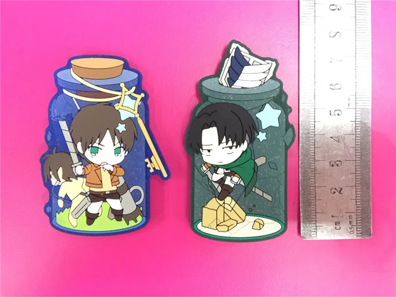 

2 pcs/set Attack on Titan figure toy anime Eren Jaeger Levi Ackerman action figura magnetic stiker fridge magnet party supplies