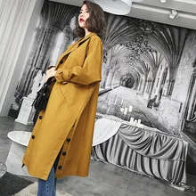 LANMREM, новинка, модное пальто со стоячим воротником, боковая пуговица, Свободное пальто большого размера, женское длинное пальто с длинным рукавом, Vestido YE591