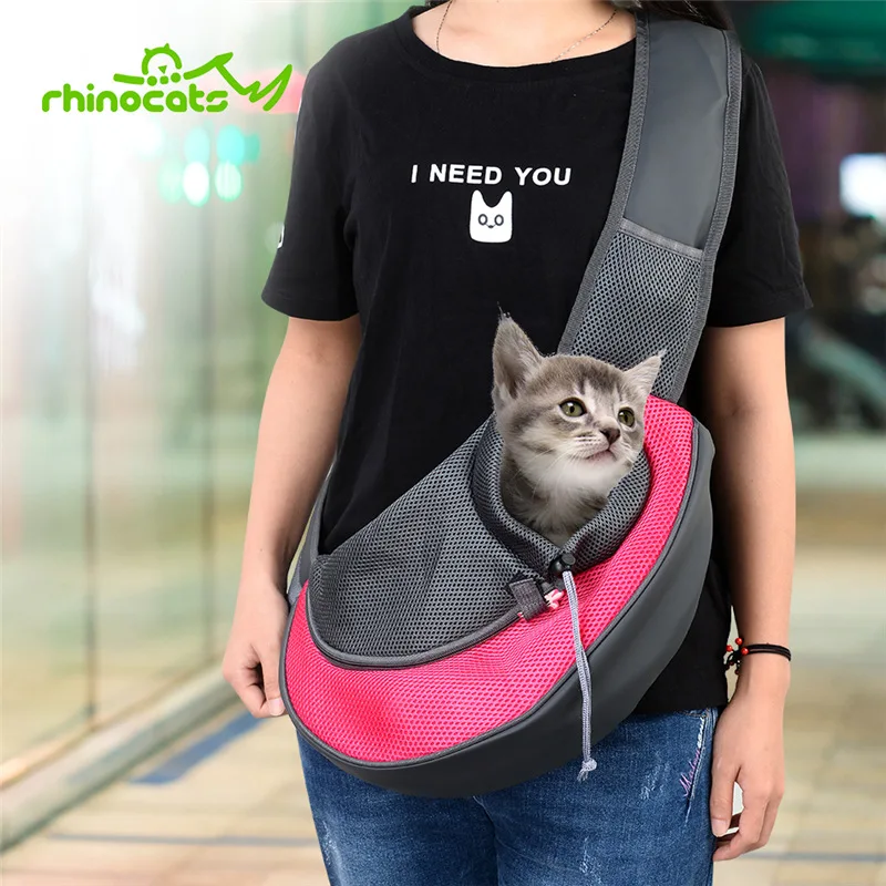 Online Portabebés para gato mascota perro Sling mochila bolsa de transporte de viaje transpirable bolsa de transporte para gatito cachorro gatos pequeños carteras con animales