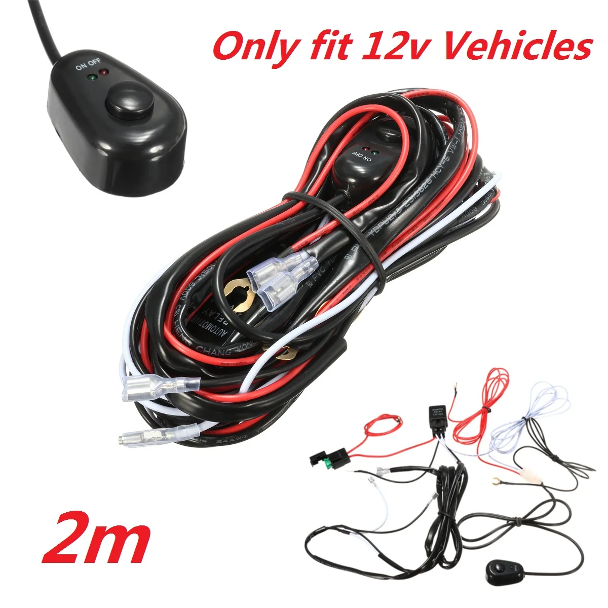 

1 pcs 2meters LED DRL Daytime Running LED Light Relay Harness Control On Off Switch Dimmer Car Daytime Running Light